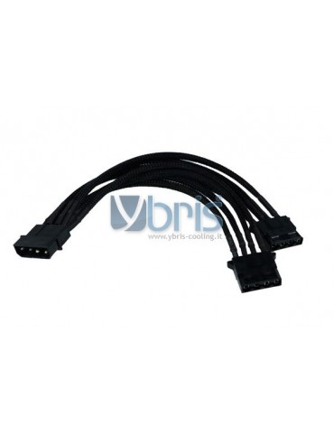 Phobya Y-Cable 4Pin to 2x 4Pin single sleeved 20cm - black