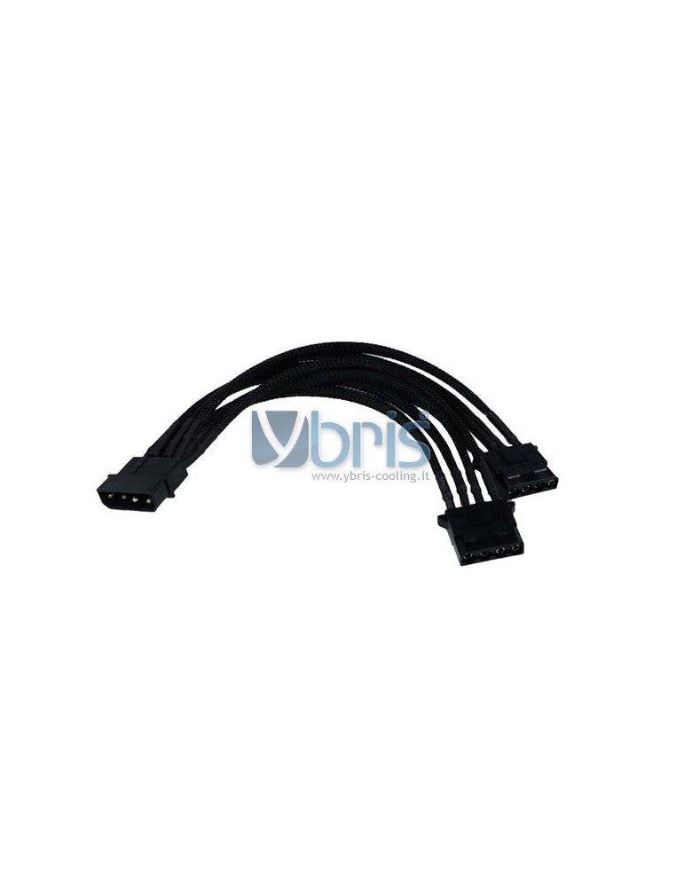 Phobya Y-Cable 4Pin to 2x 4Pin single sleeved 20cm - black Phobya - 1