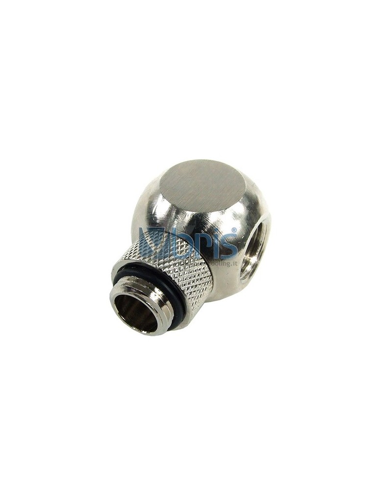 Elbow adaptor revolvable G1/4 to G1/4 inner thread - silver nickel Phobya - 1