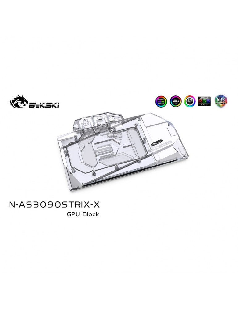 Bykski Waterblock GPU RTX 3080 / 3090 Asus ROG Strix (incl. Backplate) N-AS3090STRIX-X Bykski - 1