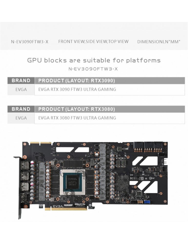 Bykski Waterblock GPU EVGA FTW3 3090 / 3080 (incl. Backplate) N-EV3090FTW3-X Bykski - 6