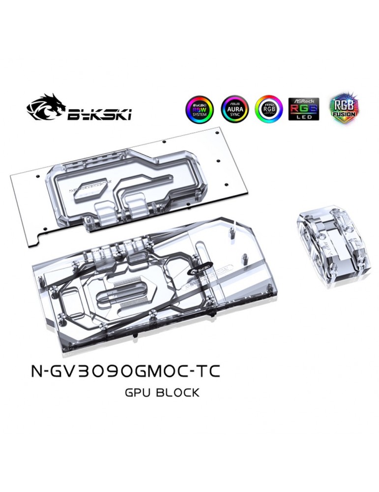 Bykski Waterblock D-RGB 3080/3090 Gigabyte Gaming/EAGLE/Vision OC + Active Backplate - N-GV3090GMOC-TC Bykski - 3