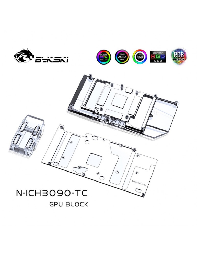 Bykski Waterblock D-RGB 3080/3090 INNO3D Twin/Gaming + Active Backplate - N-ICH3090-TC Bykski - 3