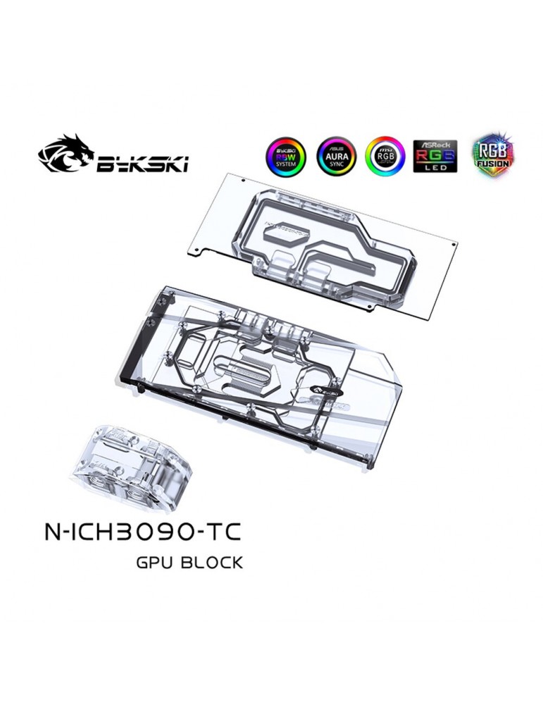 Bykski Waterblock D-RGB 3080/3090 INNO3D Twin/Gaming + Active Backplate - N-ICH3090-TC Bykski - 5