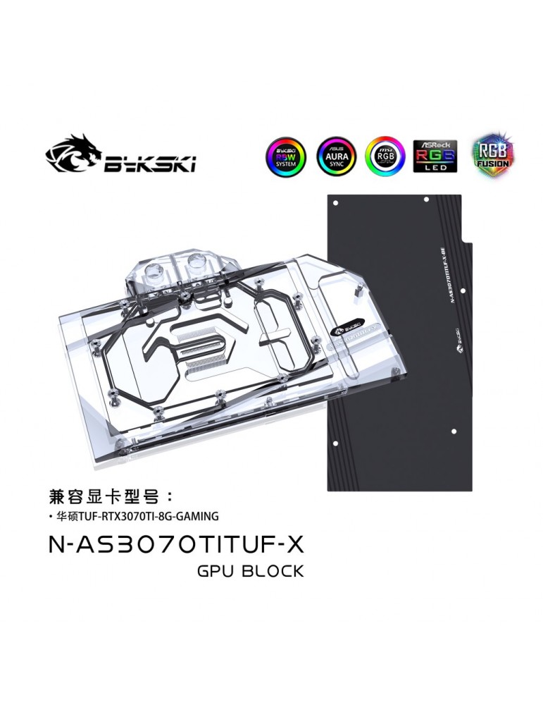 Bykski GPU Waterblock ASUS TUF Gaming 3070 Ti OC (inkl. Backplate) N-AS3070TITUF-X Bykski - 1