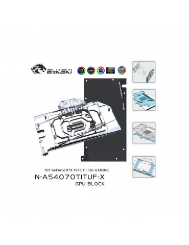 Bykski Waterblock GPU ASUS TUF 4070 Ti (incl. Backplate) (N-AS4070TITUF-X)