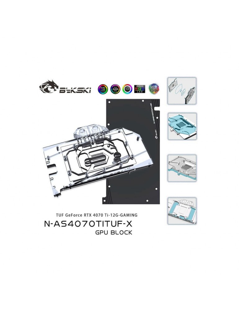 Bykski Waterblock GPU ASUS TUF 4070 Ti (incl. Backplate) (N-AS4070TITUF-X) Bykski - 2