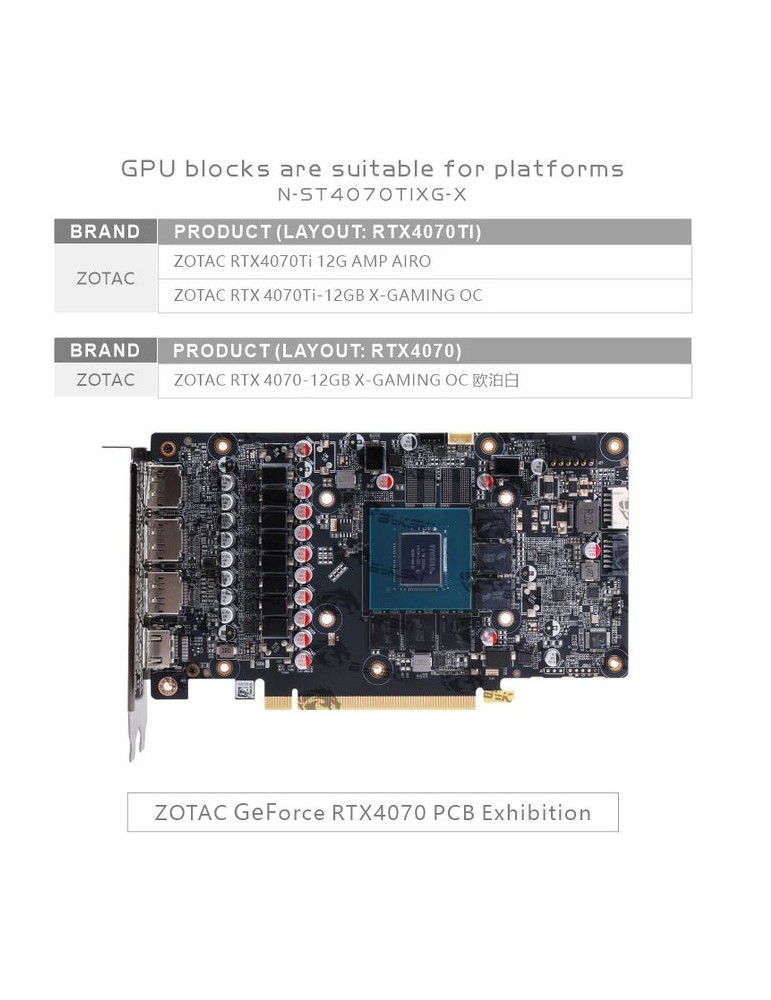 Bykski Waterblock GPU ZOTAC 4070 Ti Trinity OC (incl. Backplate) N-ST4070TIXG-X Bykski - 6