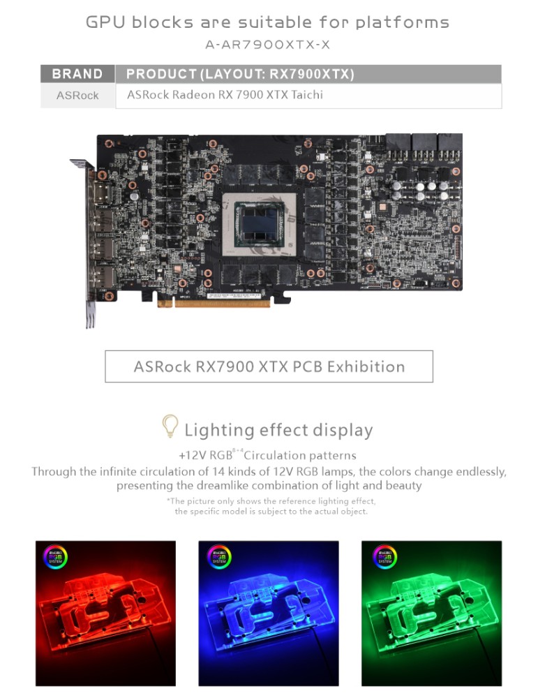 Bykski  GPU Waterblock ASRock Taichi RX 7900 XTX (incl. backplate) A-AR7900XTX-X Bykski - 7