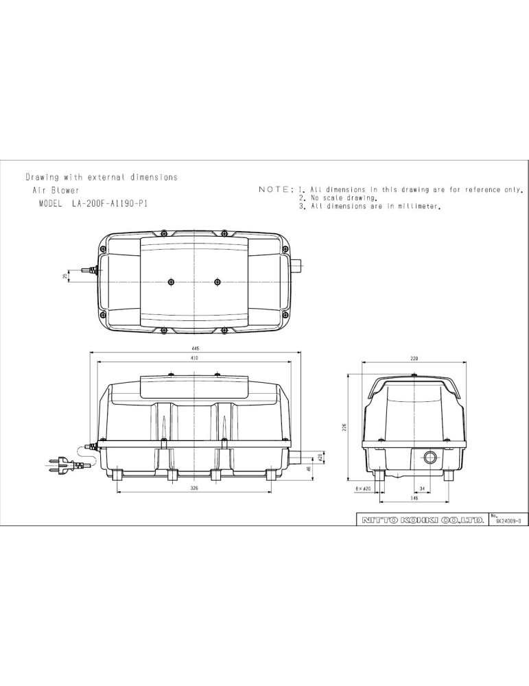 Pompa Soffiante Nitto Kohki LA 200 F  230V-50Hz NITTO KOHKI - 2